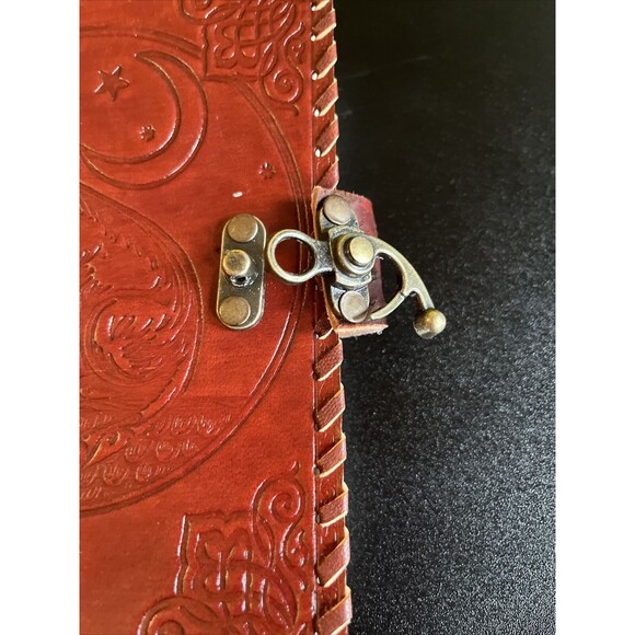 Grimoire journal Book Leather Print Celtic Cat Blank Spell Book Journal Notebook - Picture 2 of 6